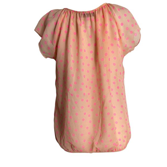 VTG Y2K Annabelle Blush Pink Polka Dot Semi Sheer Pullover Blouse Size Large - Picture 3 of 9
